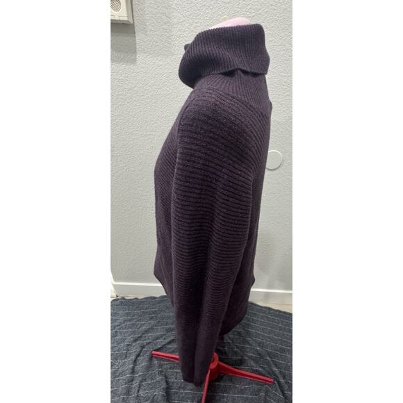 Ribbed Turtleneck Sweater Plum Purple Long Sleeve Cozy Casual Knit Top - Picture 3 of 10